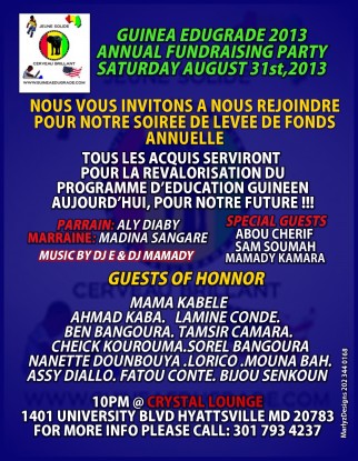 Le diner annuel de GuineaEdugrade aura lieu le 31 août à Crystal