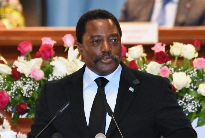 Democratic Republic of Congo's President Joseph Kabila addresses the nation at Palais du Peuple in Kinshasa